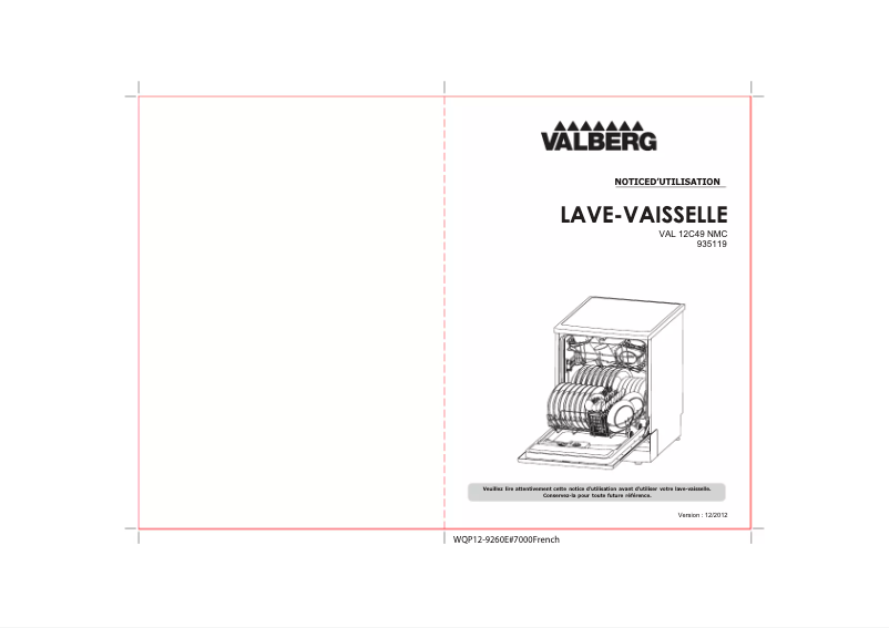 Page 1 de la notice Manuel utilisateur Valberg VAL 12C49 NMC
