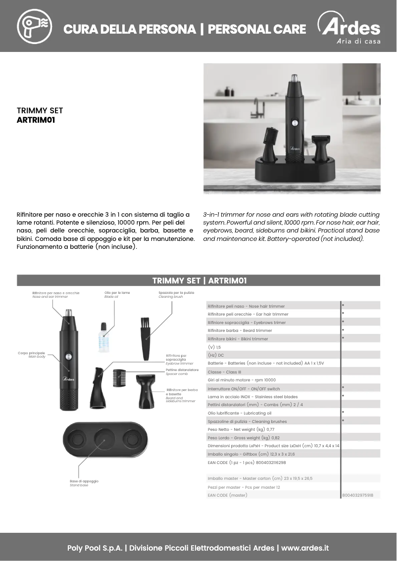 Image de la première page du manuel de l'appareil Trimmy SET ARTRIM01