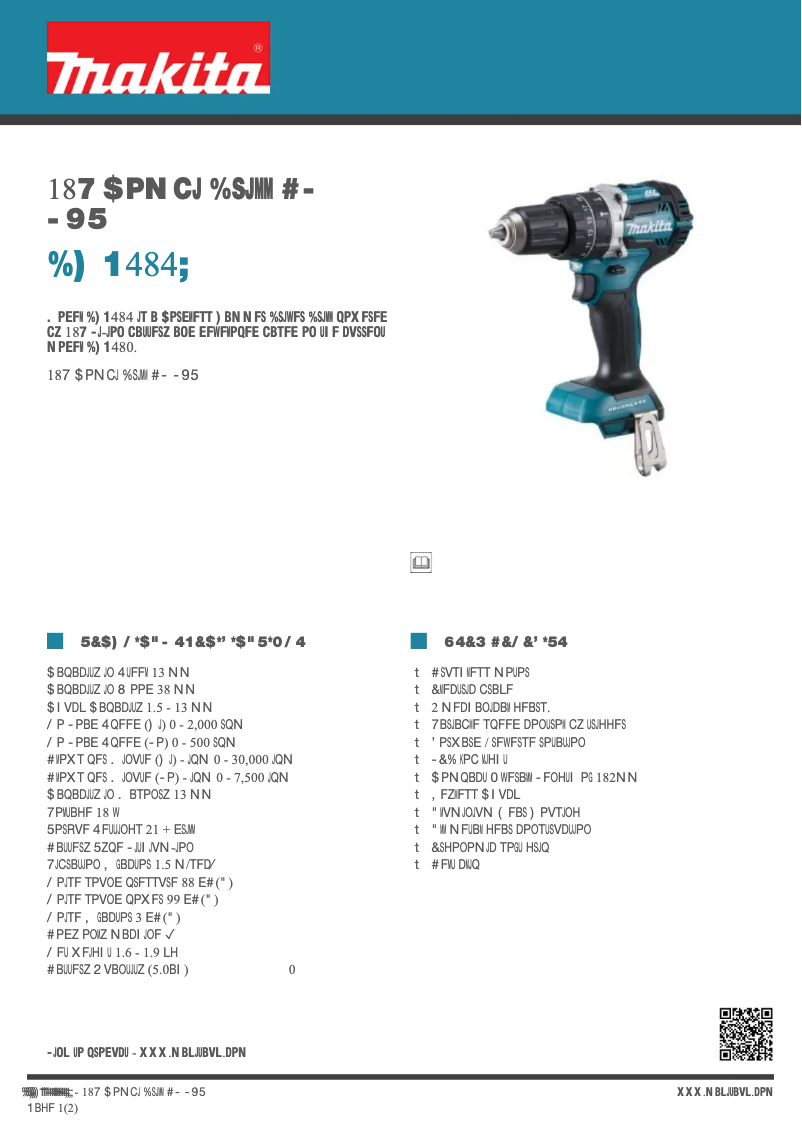 Page 1 de la notice Fiche technique Makita DHP484Z