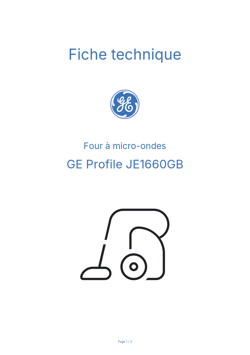 Page n°1 - Fiche technique GE Profile JE1660GB