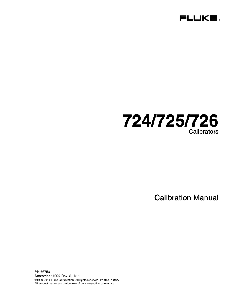 Page n°1 - Manuel utilisateur Fluke 726