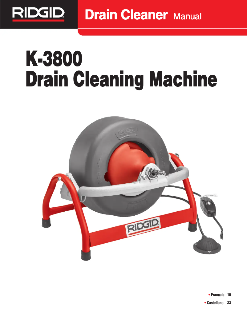 Page n°1 - Manuel utilisateur Ridgid K-3800