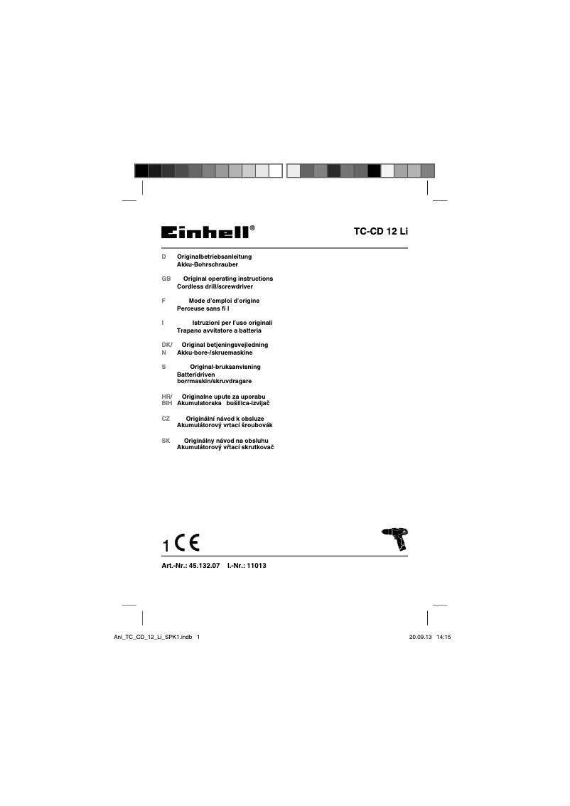 Page n°1 - Manuel utilisateur Einhell TC-CD 12 Li