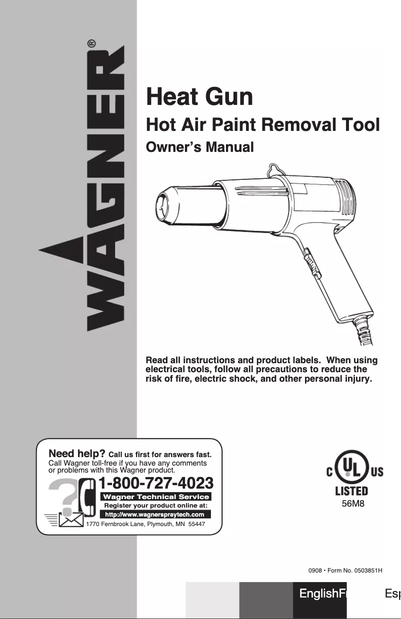 Page 1 de la notice Manuel utilisateur Wagner SprayTech HT1000