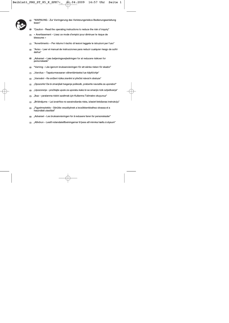 Page 1 de la notice Manuel utilisateur Toolson PRO-ST 85 K