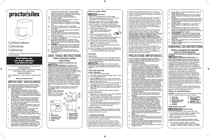 Page n°1 - Manuel utilisateur Proctor Silex 48351PS