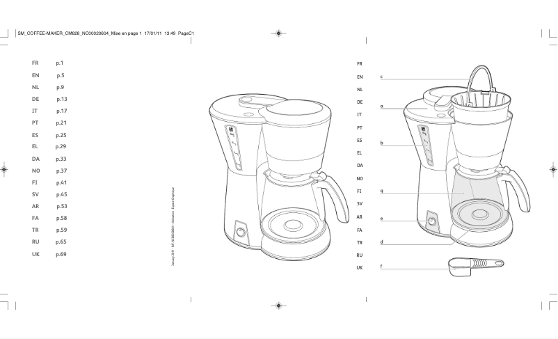 Page 1 de la notice Manuel utilisateur Moulinex FG211510
