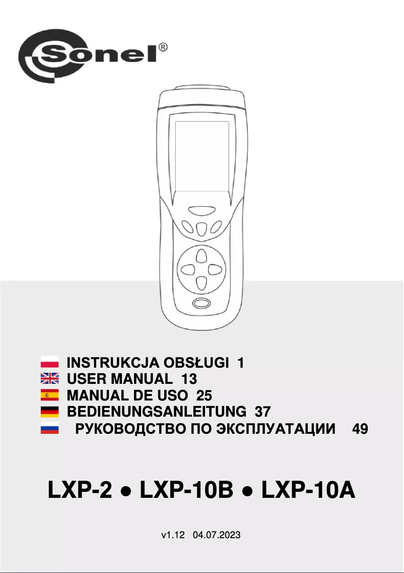Page 1 de la notice Manuel utilisateur Sonel LXP-2