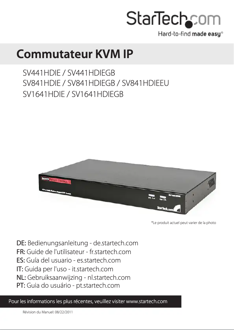 Image de la première page du manuel de l'appareil SV441HDIE