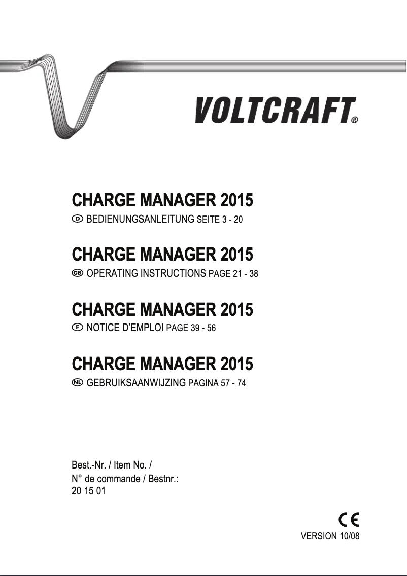 Image de la première page du manuel de l'appareil Charge Manager 2015