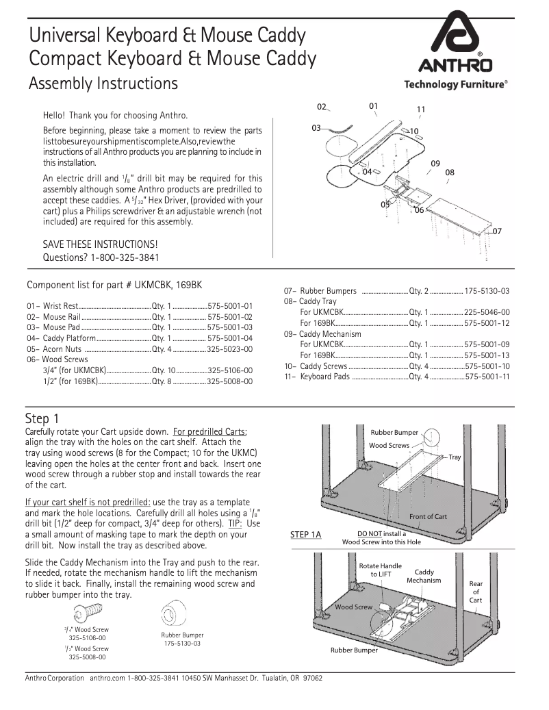 Page n°1 - Manuel utilisateur Ergotron Zido Keyboard Caddy 169BK
