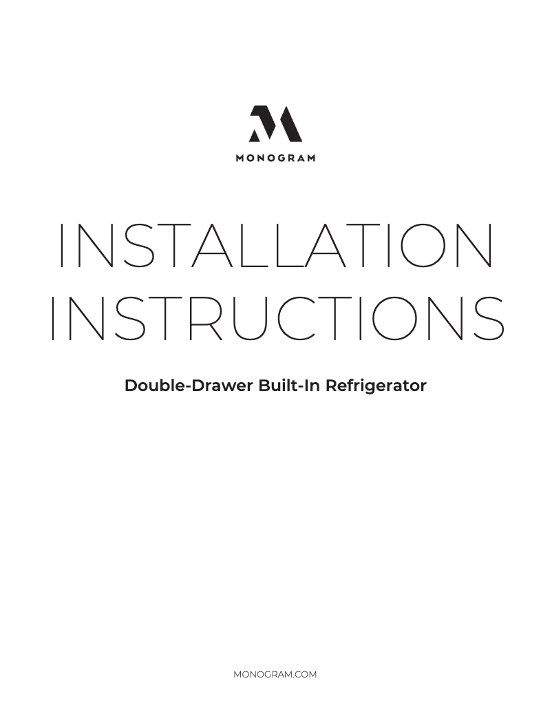 Page 1 de la notice Guide d'installation Monogram ZIDS240NSS