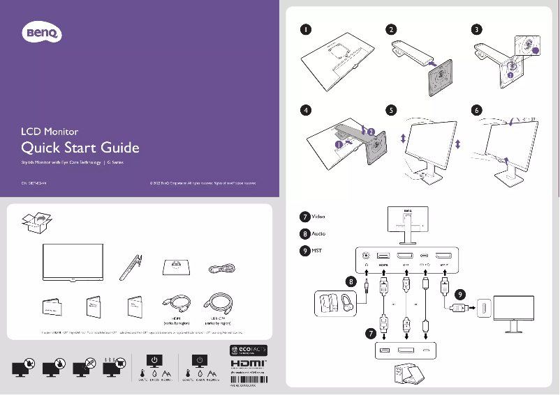 Page 1 de la notice Guide de démarrage rapide BenQ Mobiuz GW2485TC