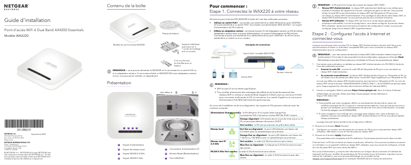 Page n°1 - Guide d'installation Netgear WAX220