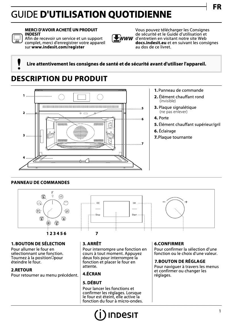 Page 1 de la notice Manuel d'utilisation et d'entretien Indesit MWI 3445 BL