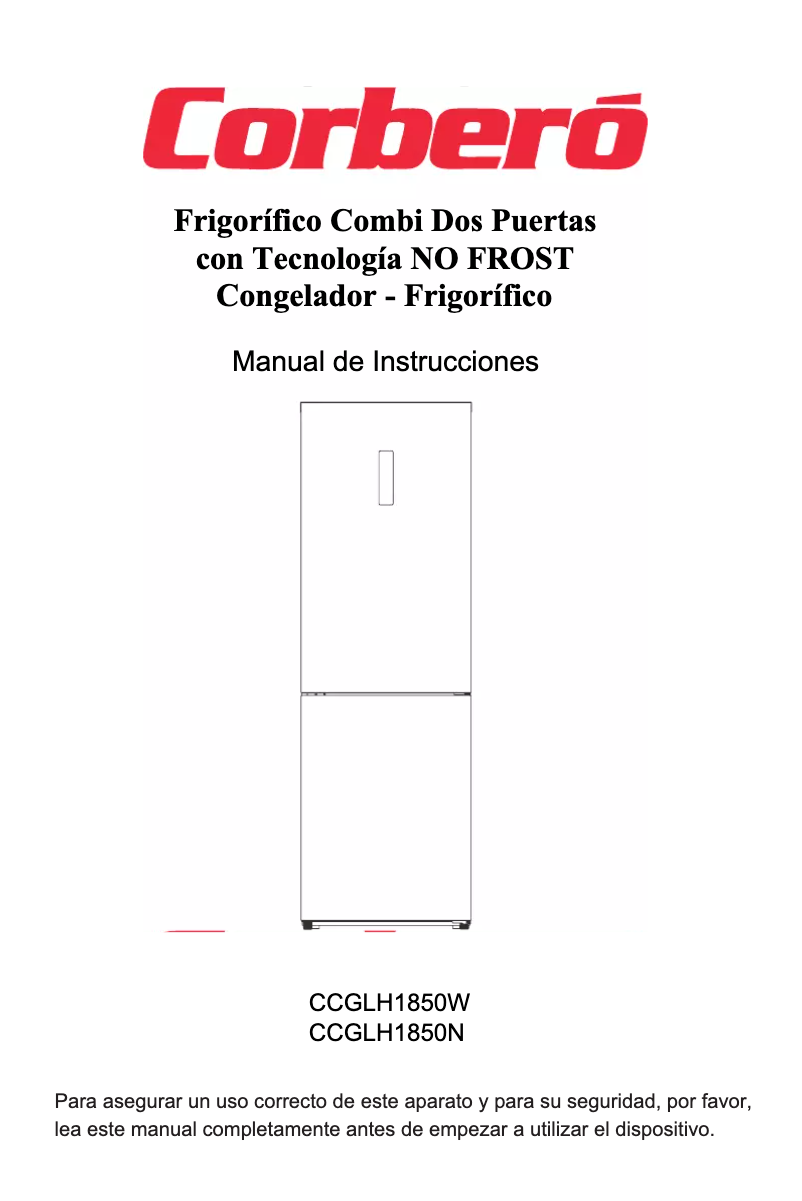 Page 1 de la notice Manuel utilisateur Corbero CCGLH1850W/9