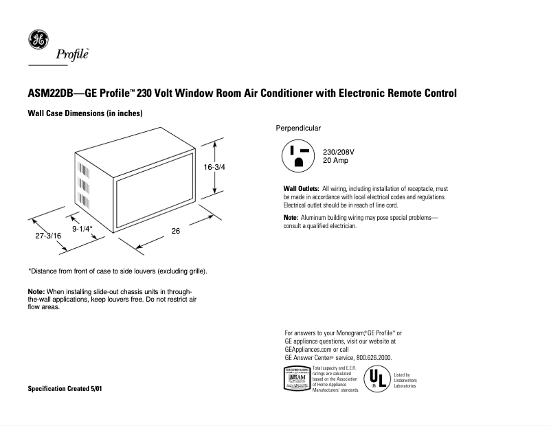 First page image of the manual for Profile ASM22DB