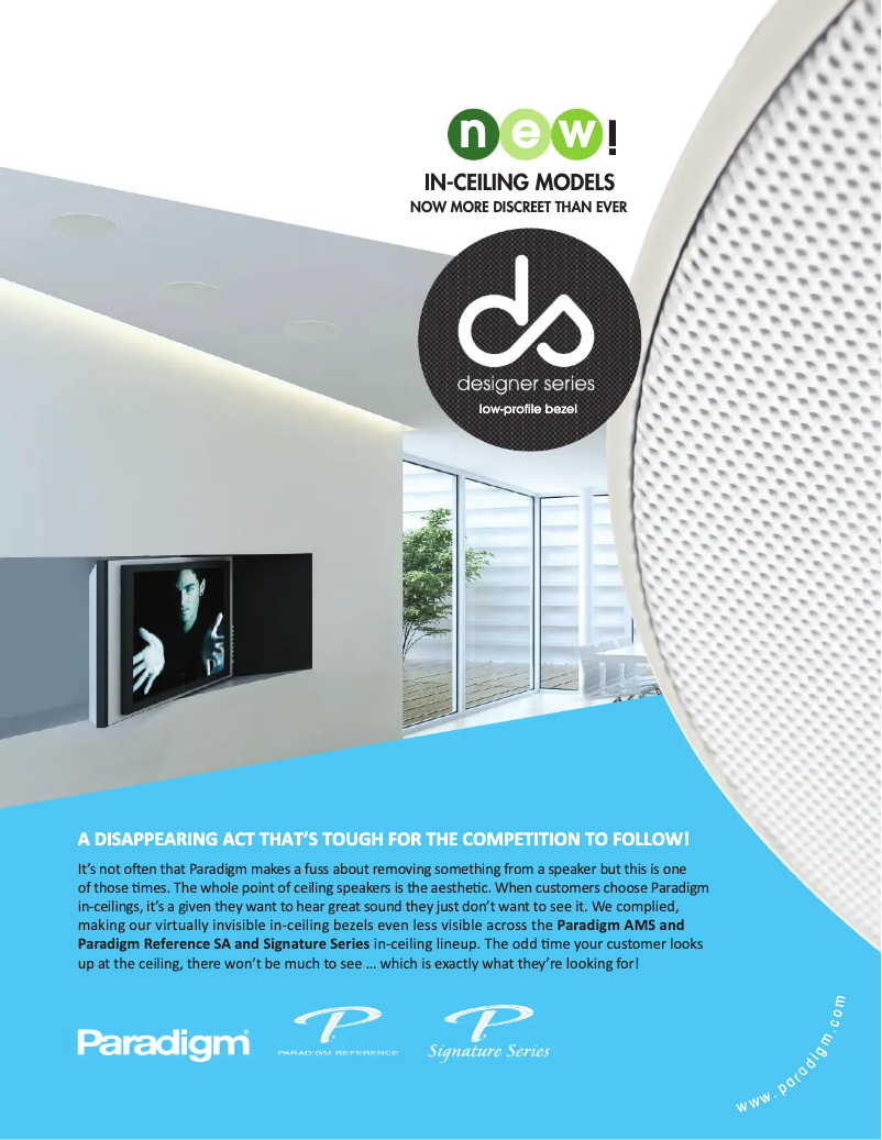 Page 1 de la notice Fiche technique Paradigm AMS-100R v4