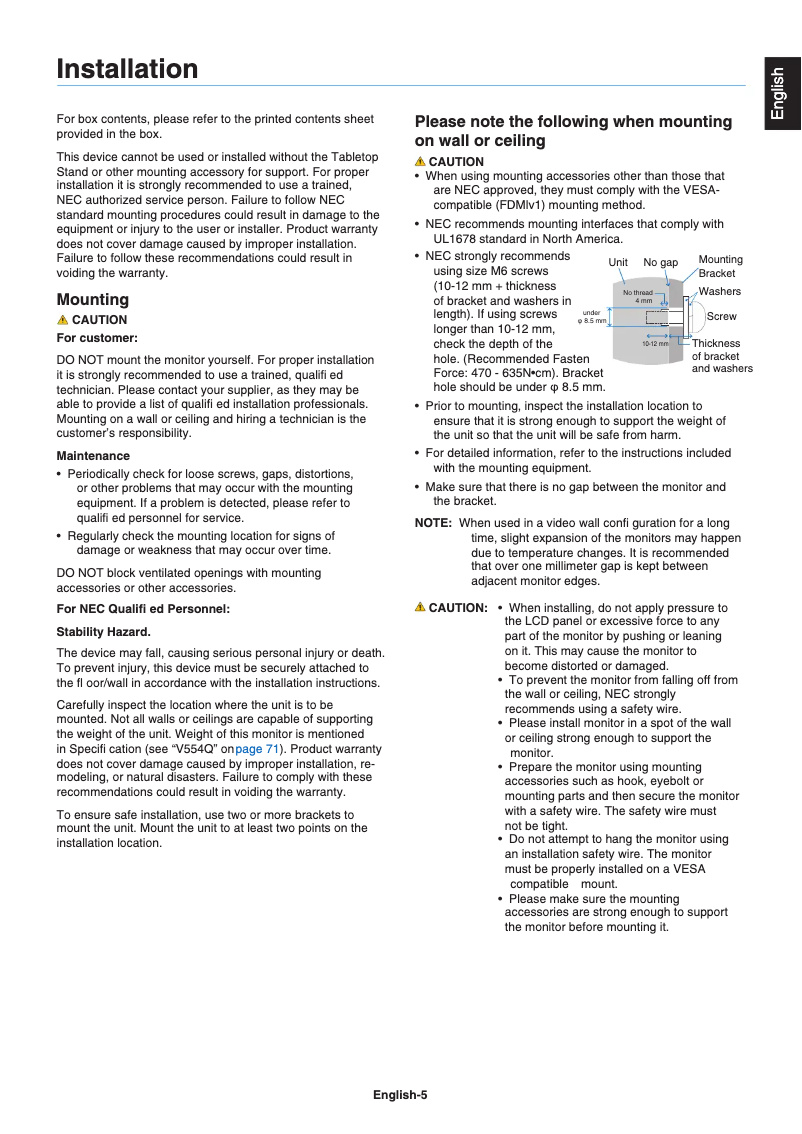 Image de la première page du manuel de l'appareil MultiSync V554Q