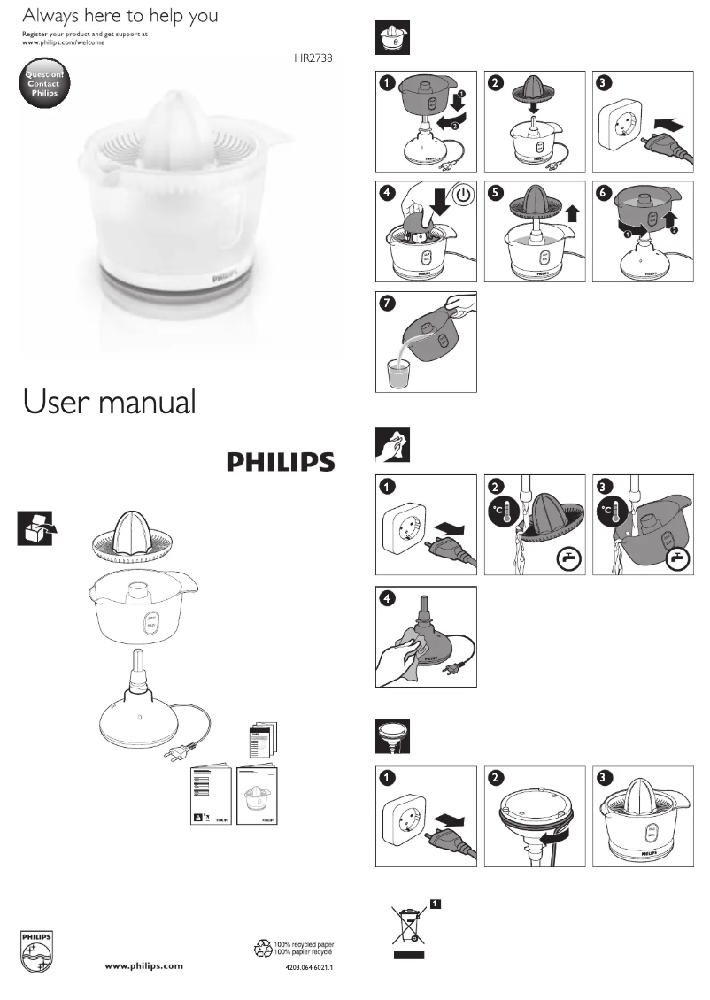Imagen de la primera página del manual del dispositivo Daily Collection HR2738