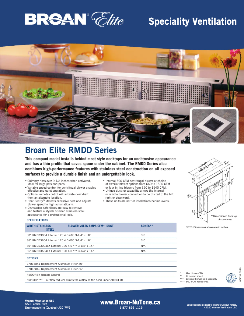 Page 1 de la notice Brochure Broan RMDD3004