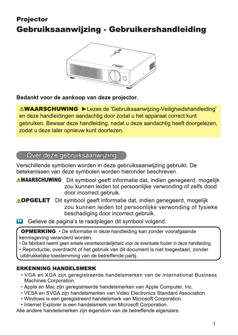 Image de la première page du manuel de l'appareil PJ-LC7