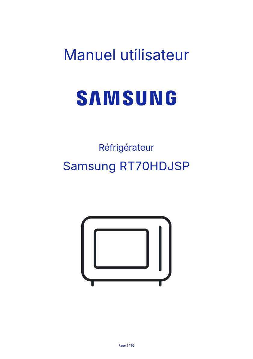 Image de la première page du manuel de l'appareil RT70HDJSP