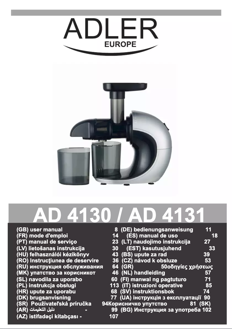 Page n°1 - Manuel utilisateur Adler AD 4131