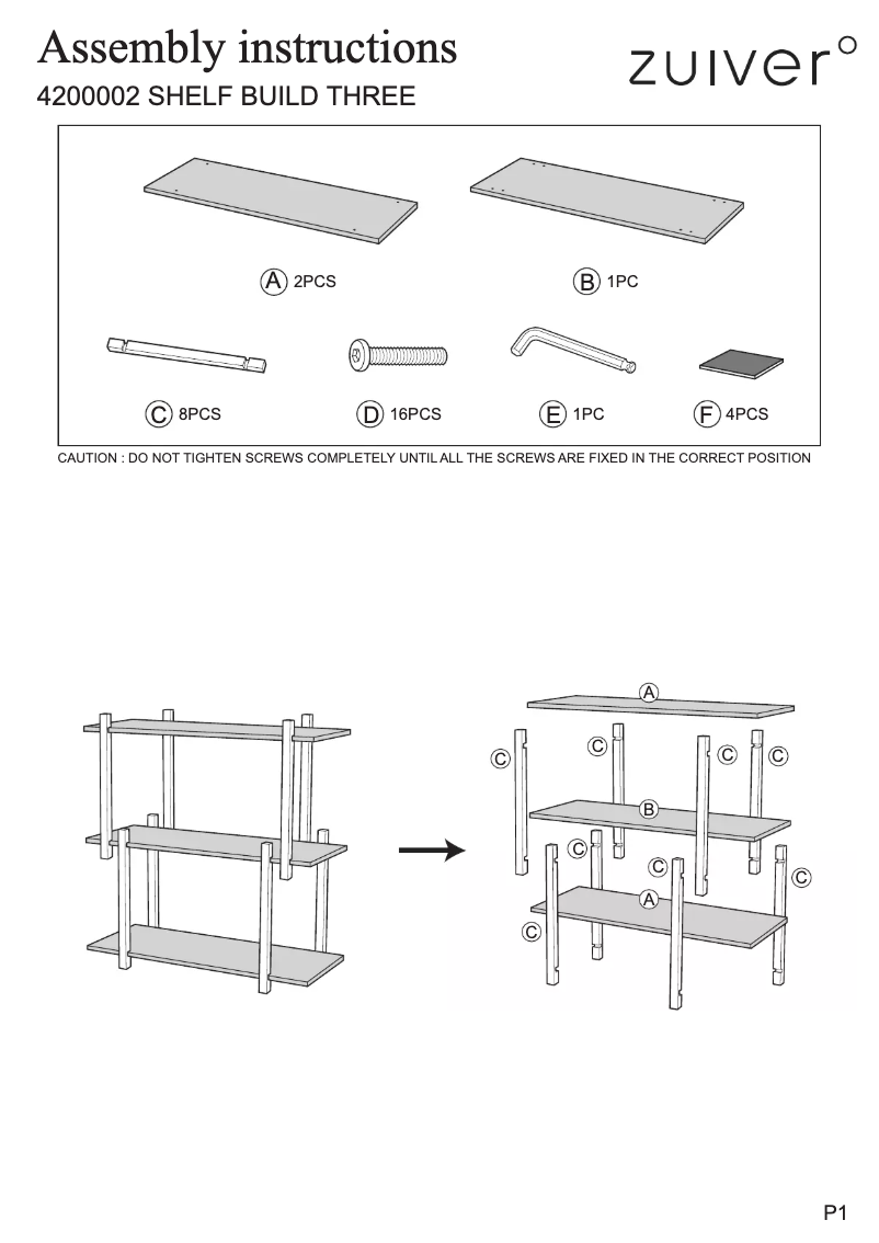 Page 1 de la notice Manuel utilisateur Zuiver Build Shelf Three