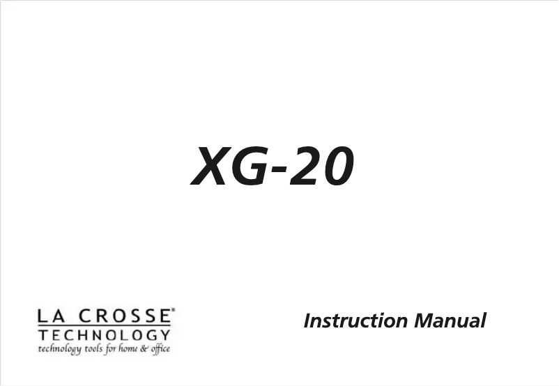 Image de la première page du manuel de l'appareil XG-20