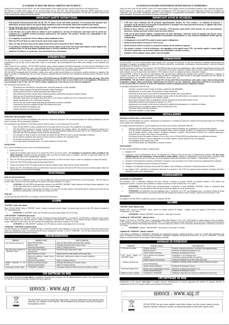 Page 1 de la notice Manuel utilisateur Adj 650-01402