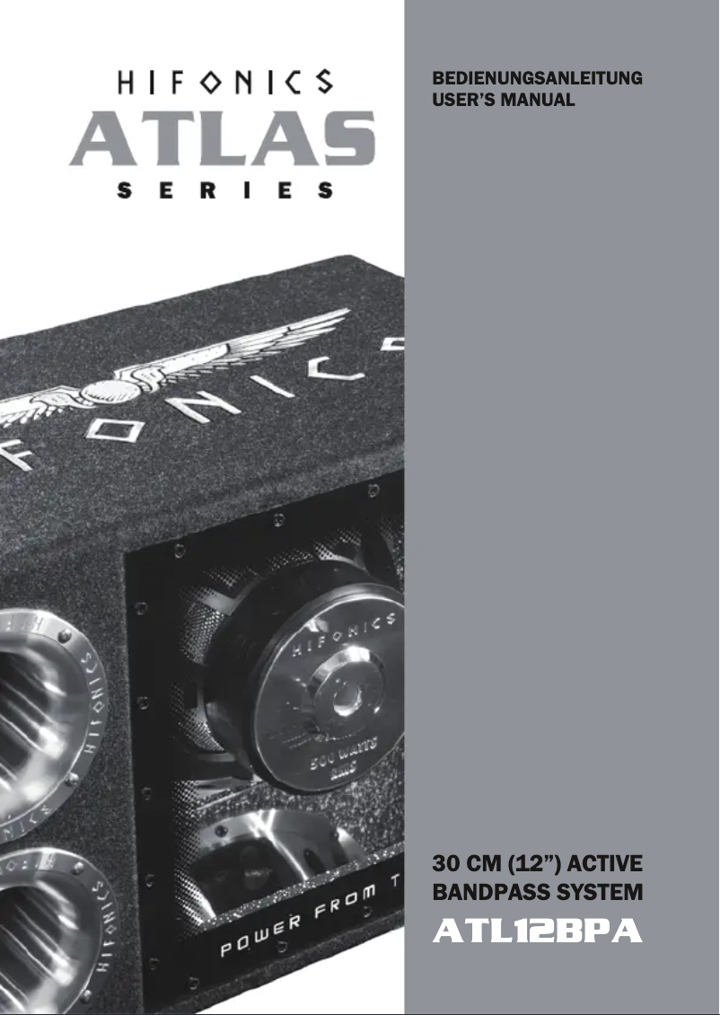 Page 1 de la notice Manuel utilisateur Hifonics Atlas ATL12BPA