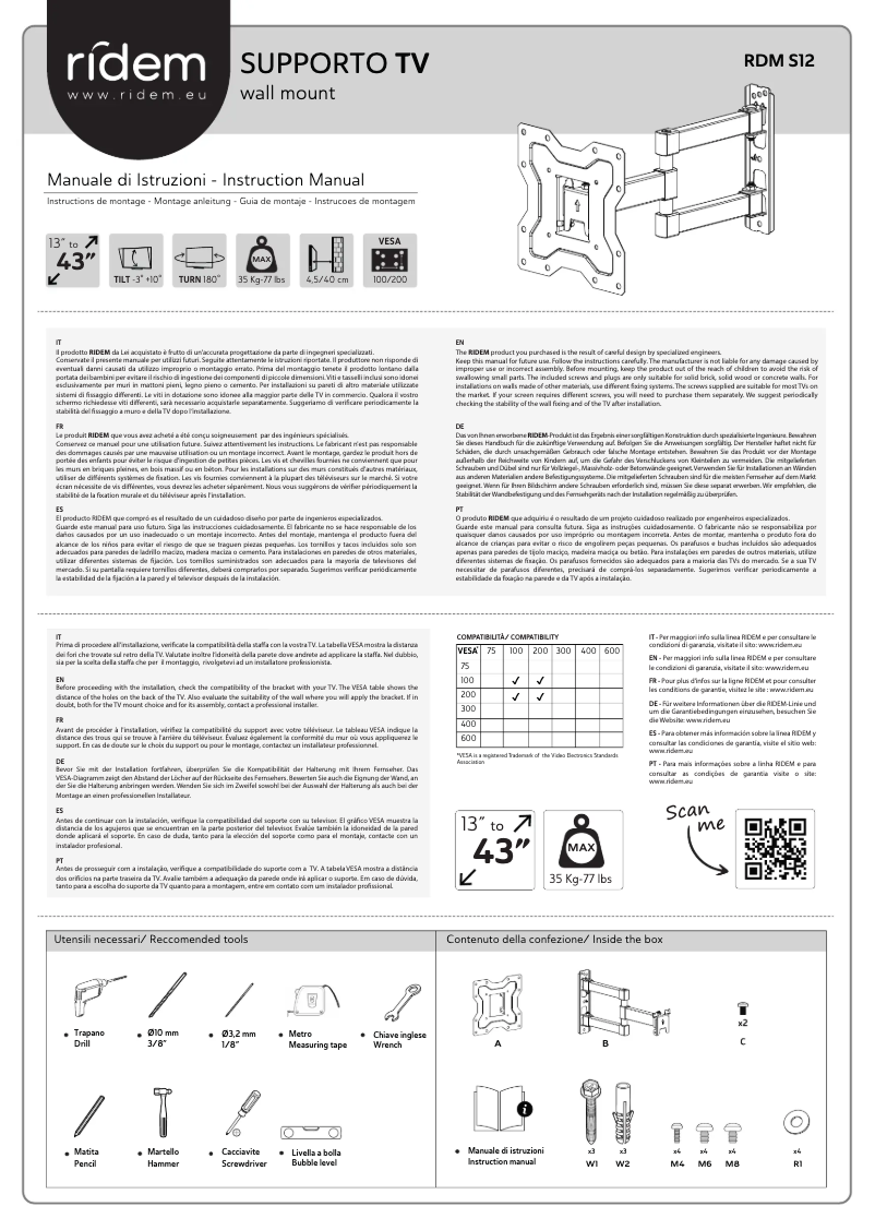 Page n°1 - Manuel utilisateur Ridem RDM S12