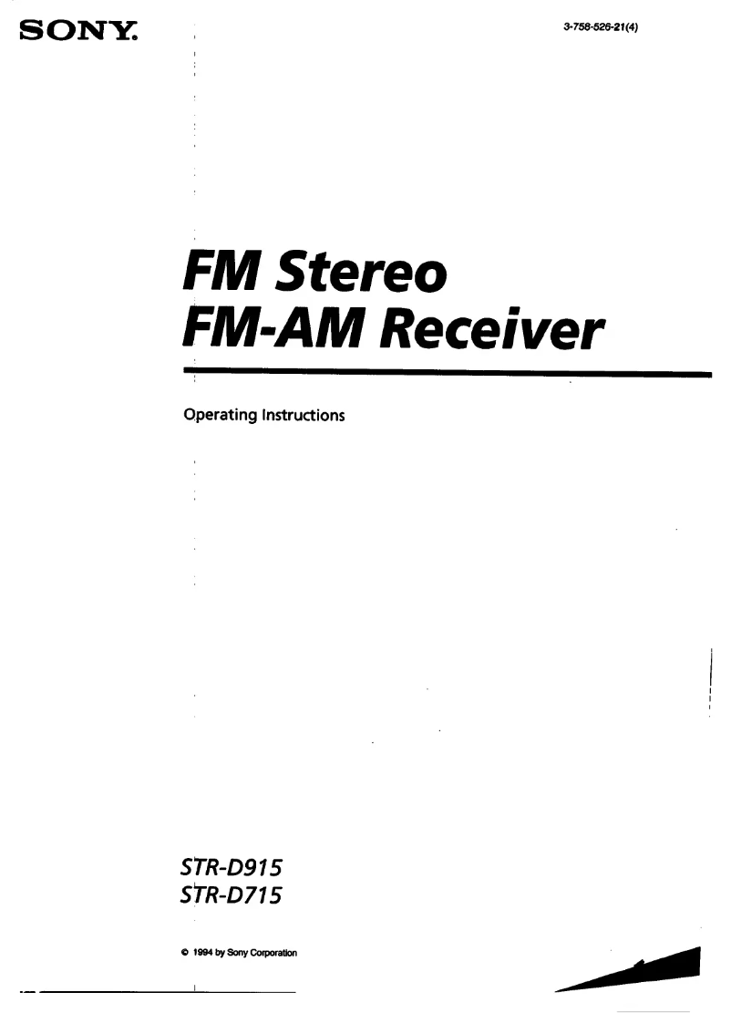 Page 1 de la notice Manuel utilisateur Sony STR-D915