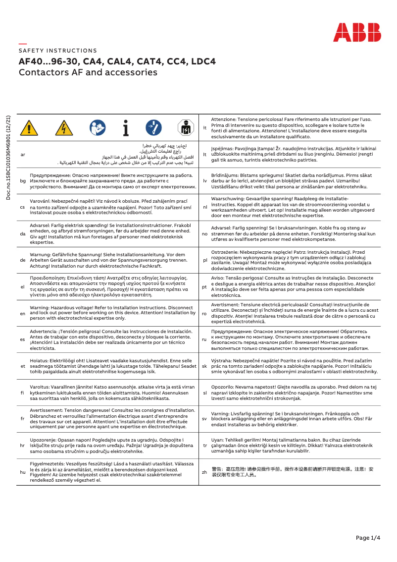 Page n°1 - Manuel utilisateur ABB AF96-30-22-41