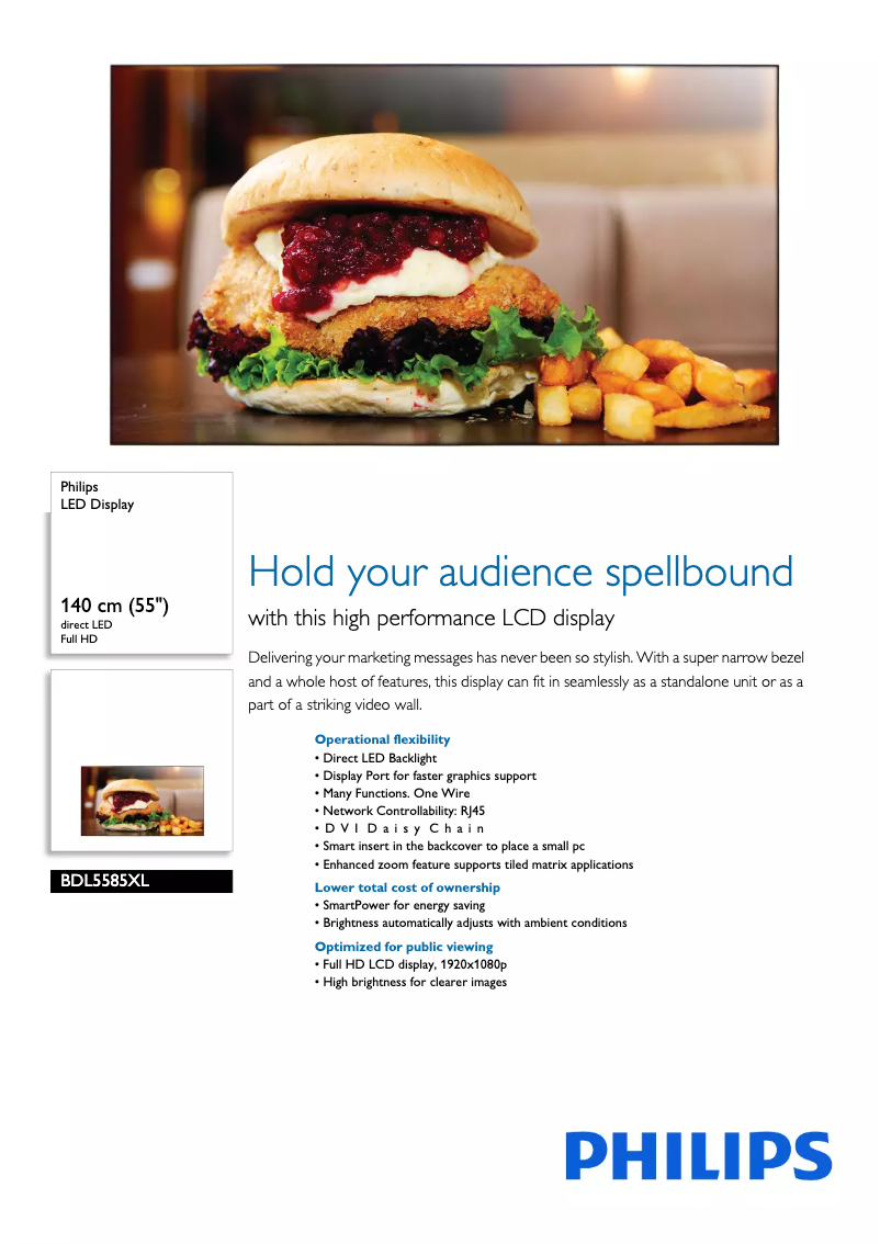 Page 1 de la notice Brochure Philips BDL5585XL