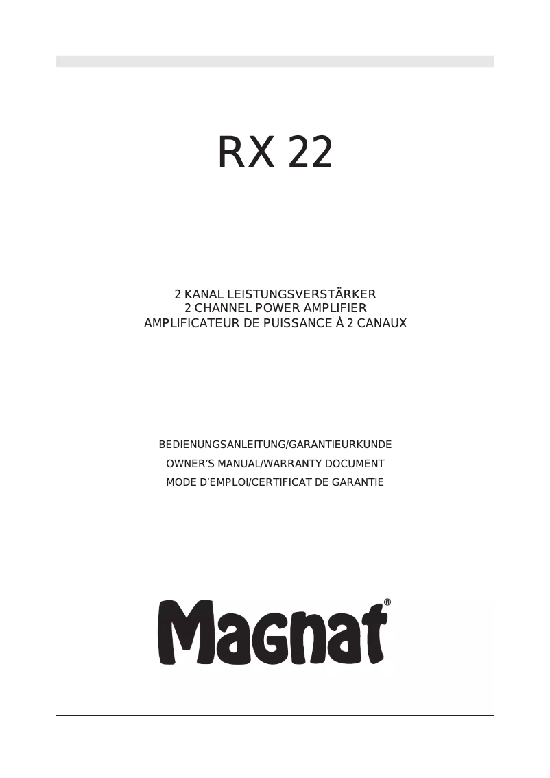 Imagen de la primera página del manual del dispositivo RX 22
