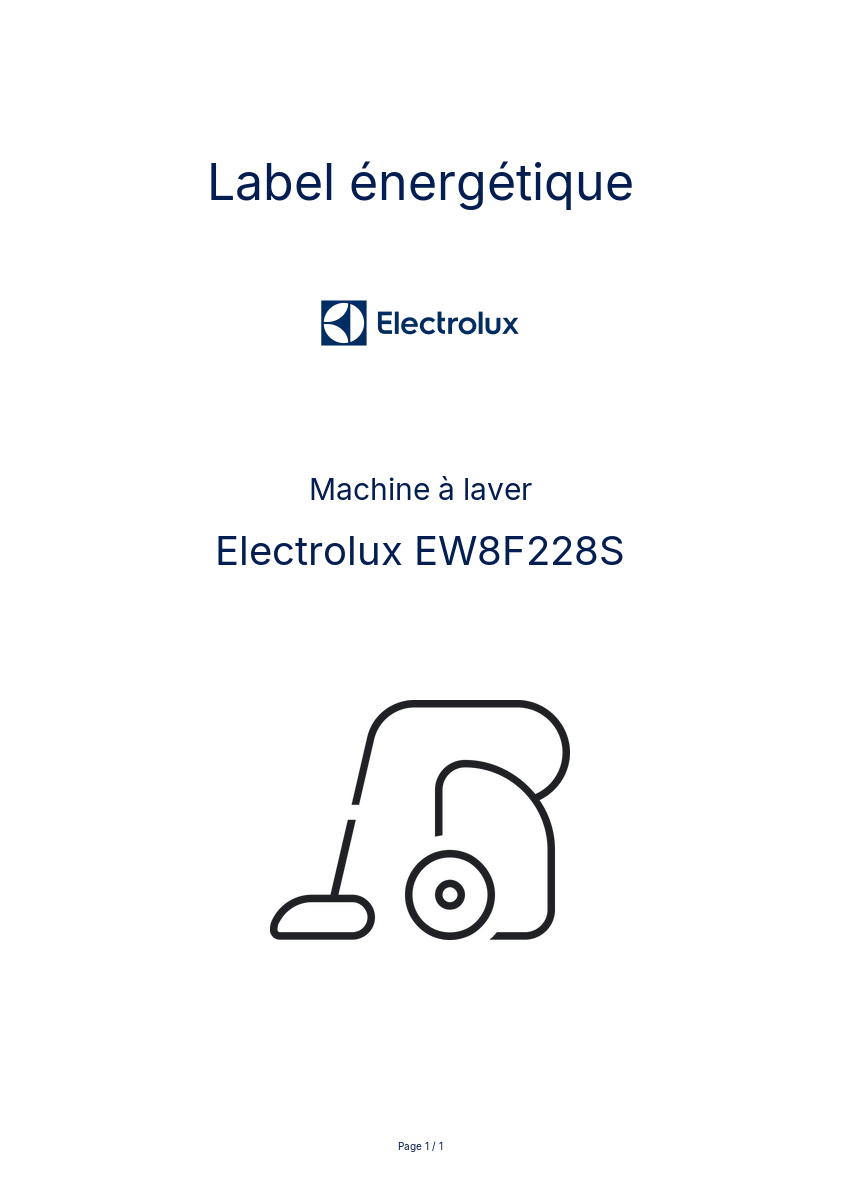 Page n°1 - Label énergétique Electrolux EW8F228S