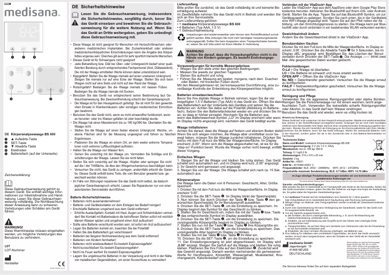 Image de la première page du manuel de l'appareil BS 600