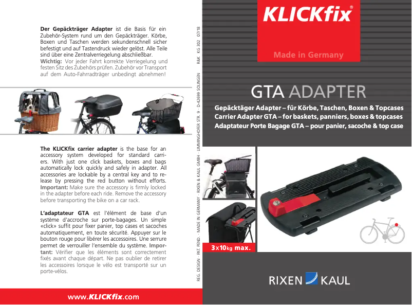 Page n°1 - Manuel utilisateur KLICKfix Box
