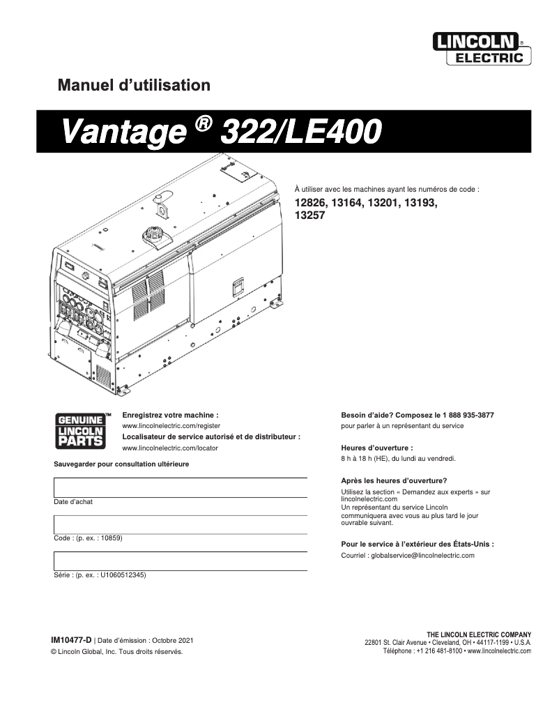 Image de la première page du manuel de l'appareil Vantage 322
