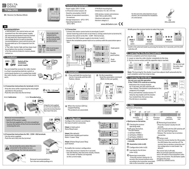 Page 1 de la notice Manuel utilisateur Delta Dore Tyxia 5731