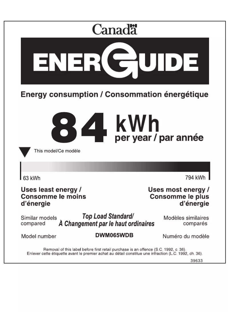Page n°1 - Label énergétique Danby DWM065WDB