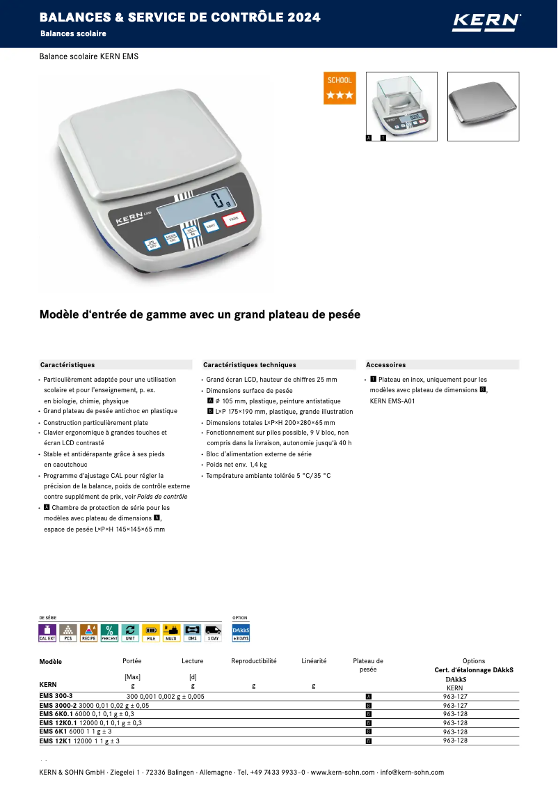 Page 1 de la notice Brochure Kern EMS 6K1