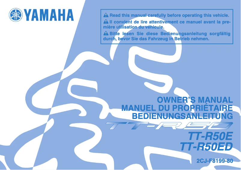 Page n°1 - Manuel utilisateur Yamaha TT-R50ED (2012)