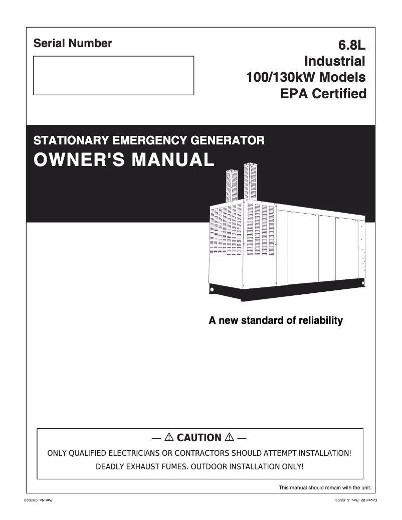 Page 1 de la notice Manuel utilisateur Generac QT13068KNSYA