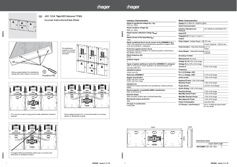 Page n°1 - Guide d'installation Hager JKD250TMID
