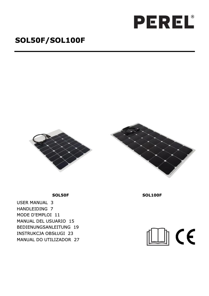 Page 1 de la notice Manuel utilisateur Perel SOL100F