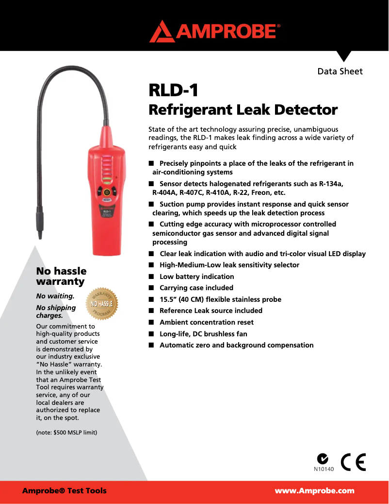 Page 1 de la notice Fiche technique Amprobe RLD-1
