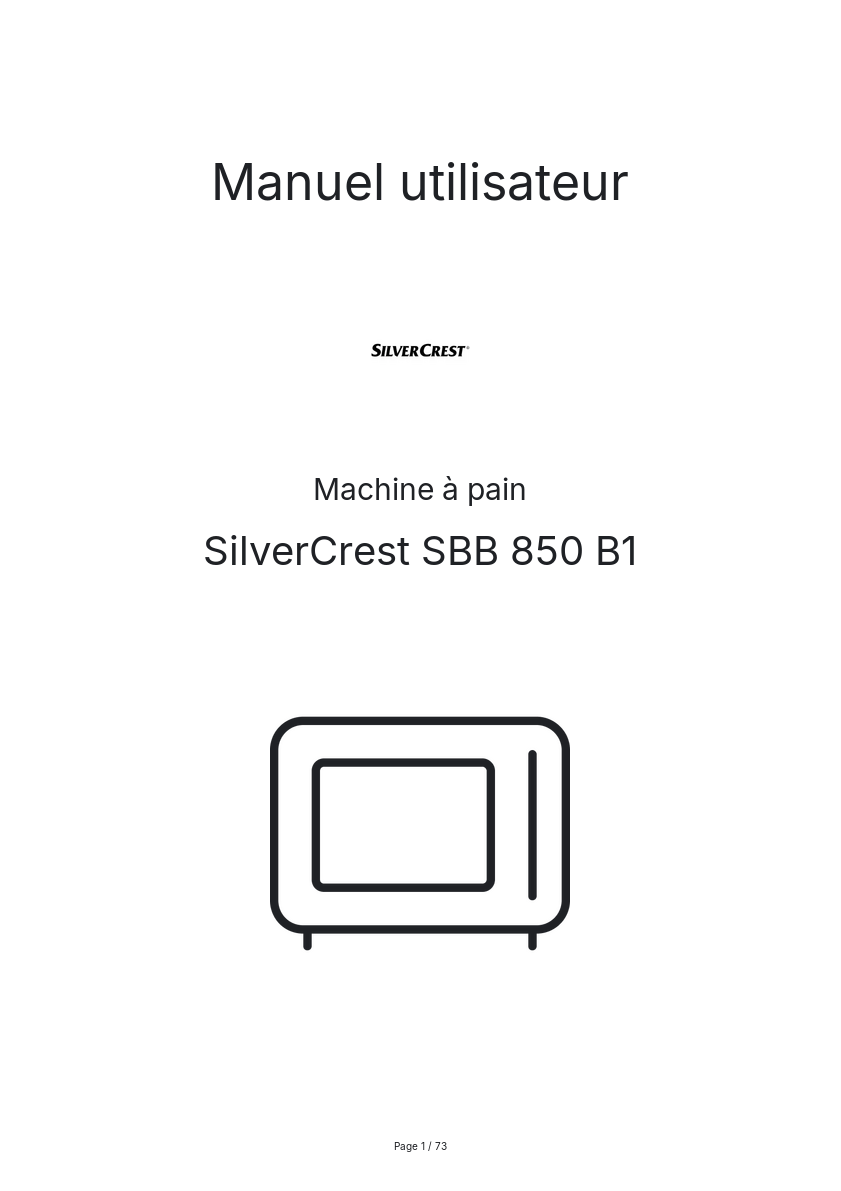 Image de la première page du manuel de l'appareil SBB 850 B1